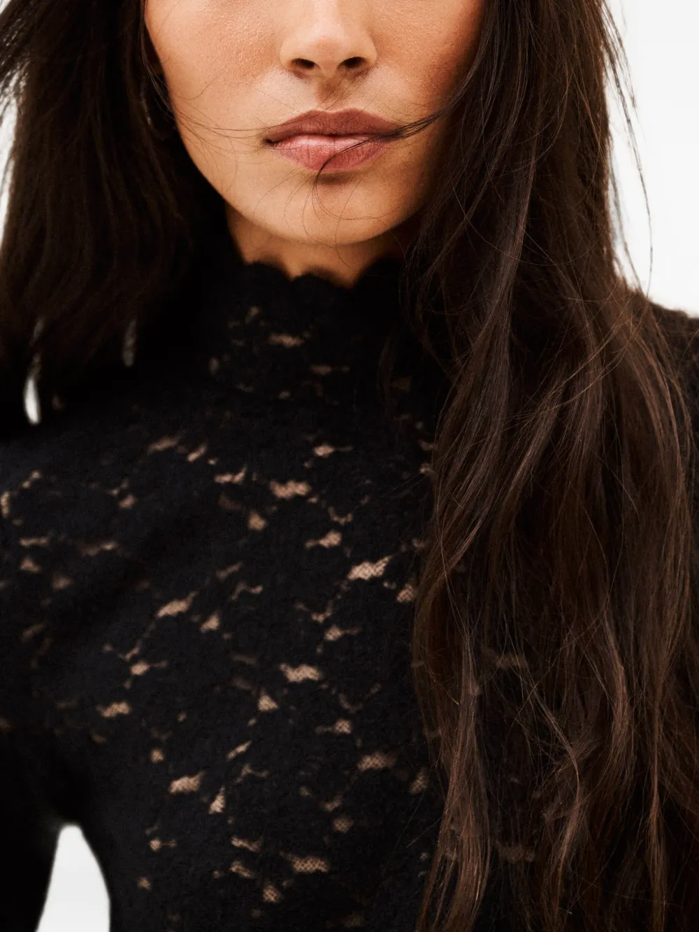 Ba&Sh Learia scalloped lace mini dress Zwart