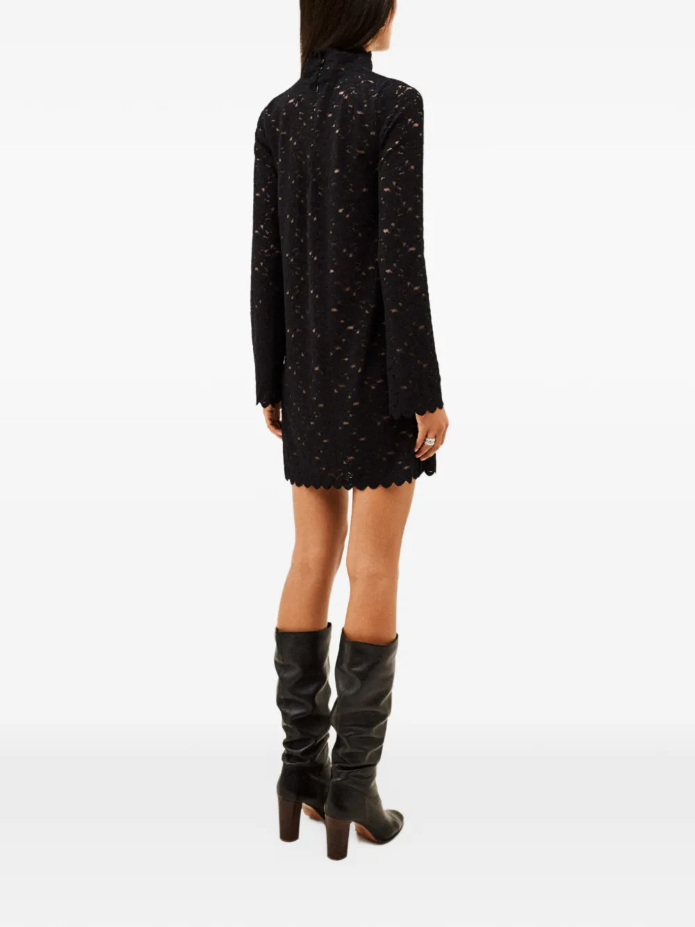 Ba&Sh Learia scalloped lace mini dress Zwart