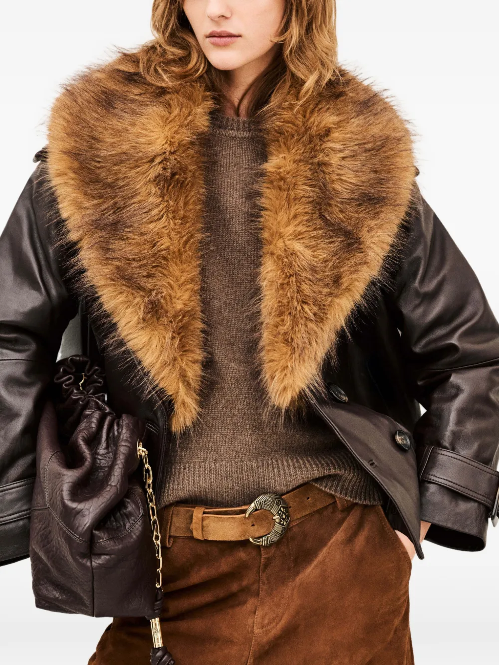 Ba&Sh Naho leather jacket - Braun