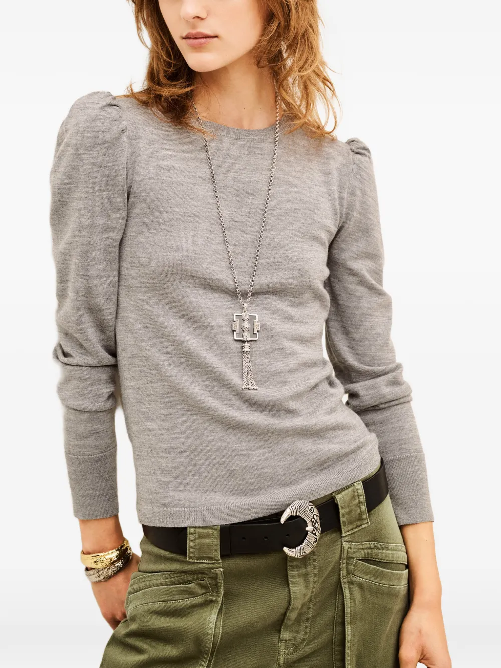 Ba&Sh Britanie puff-sleeve sweater Grijs