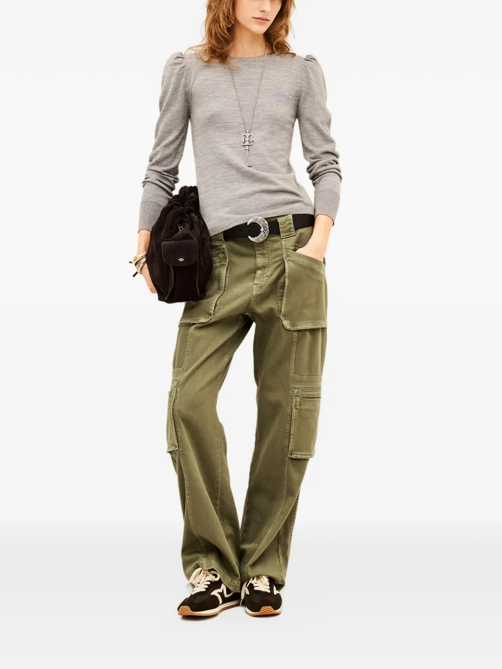 Ba&Sh Britanie puff-sleeve sweater Grijs