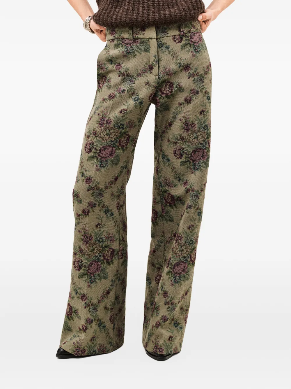 Ba&Sh Remea broek met bloemen-print en jacquard Groen