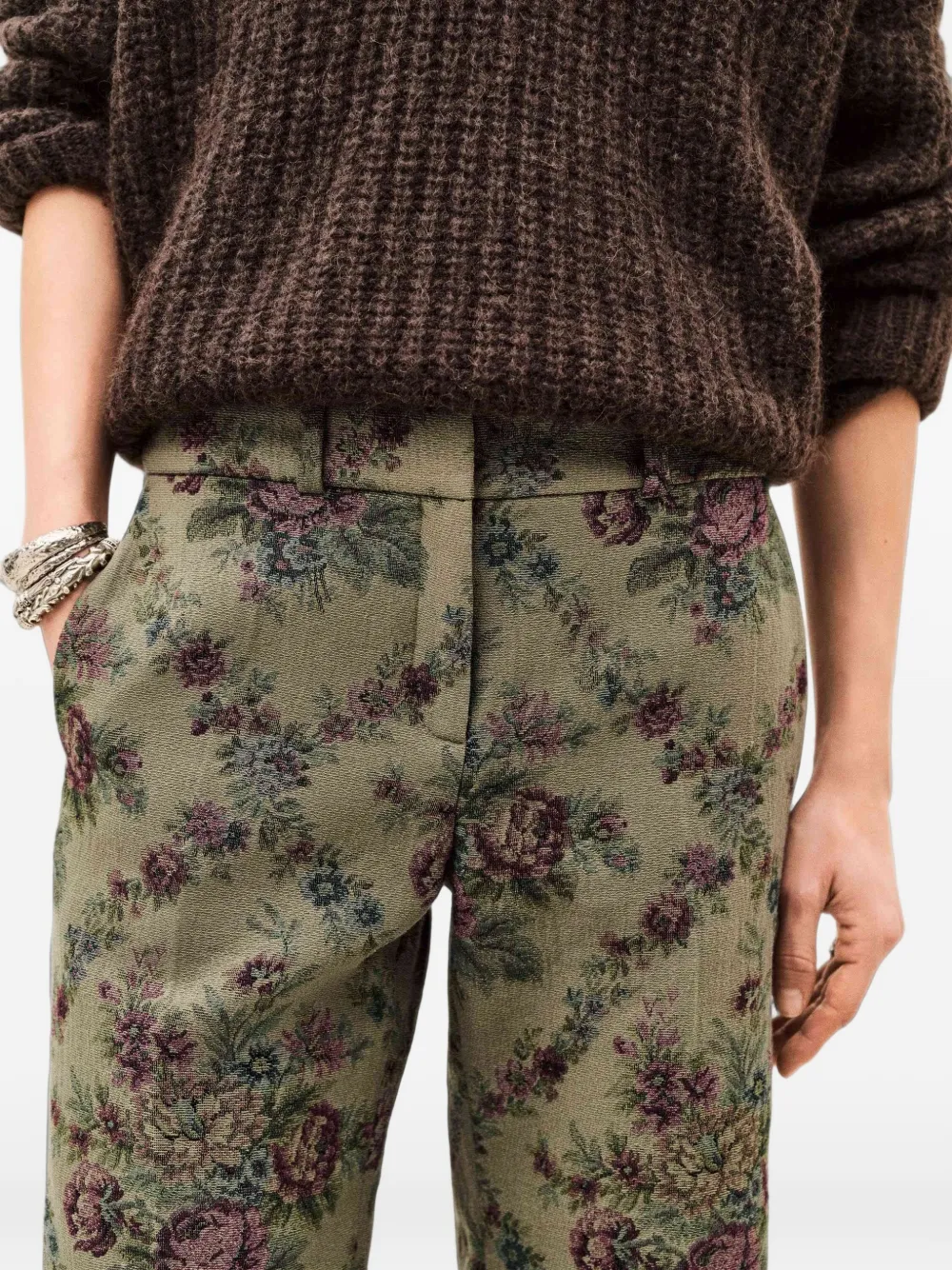 Ba&Sh Remea broek met bloemen-print en jacquard Groen