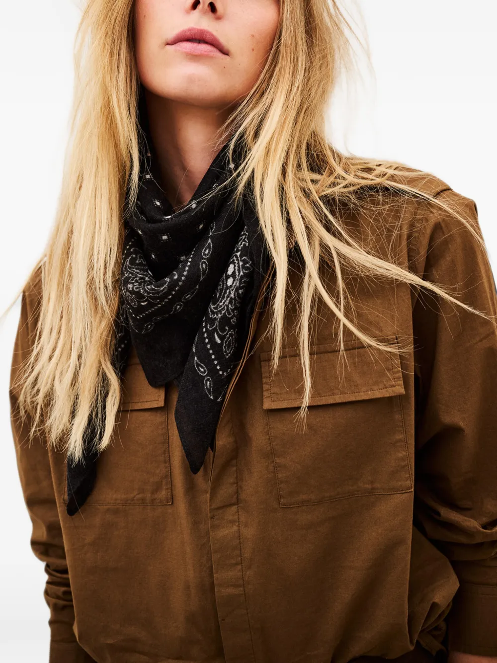 Ba&Sh Fary sjaal met paisley-print en ruitvormig patroon Zwart
