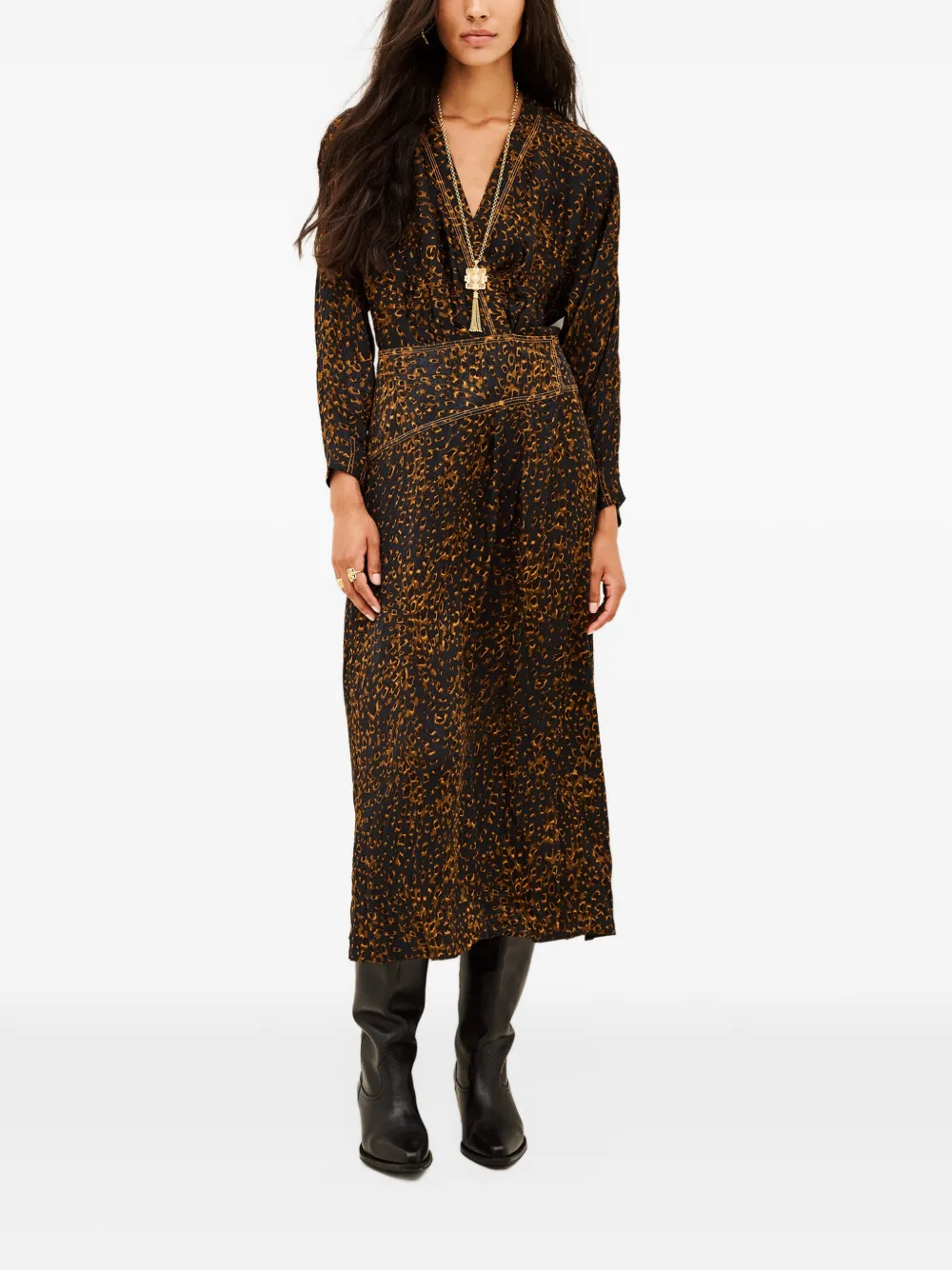 Ba&Sh Hamy V-neck midi dress Blauw