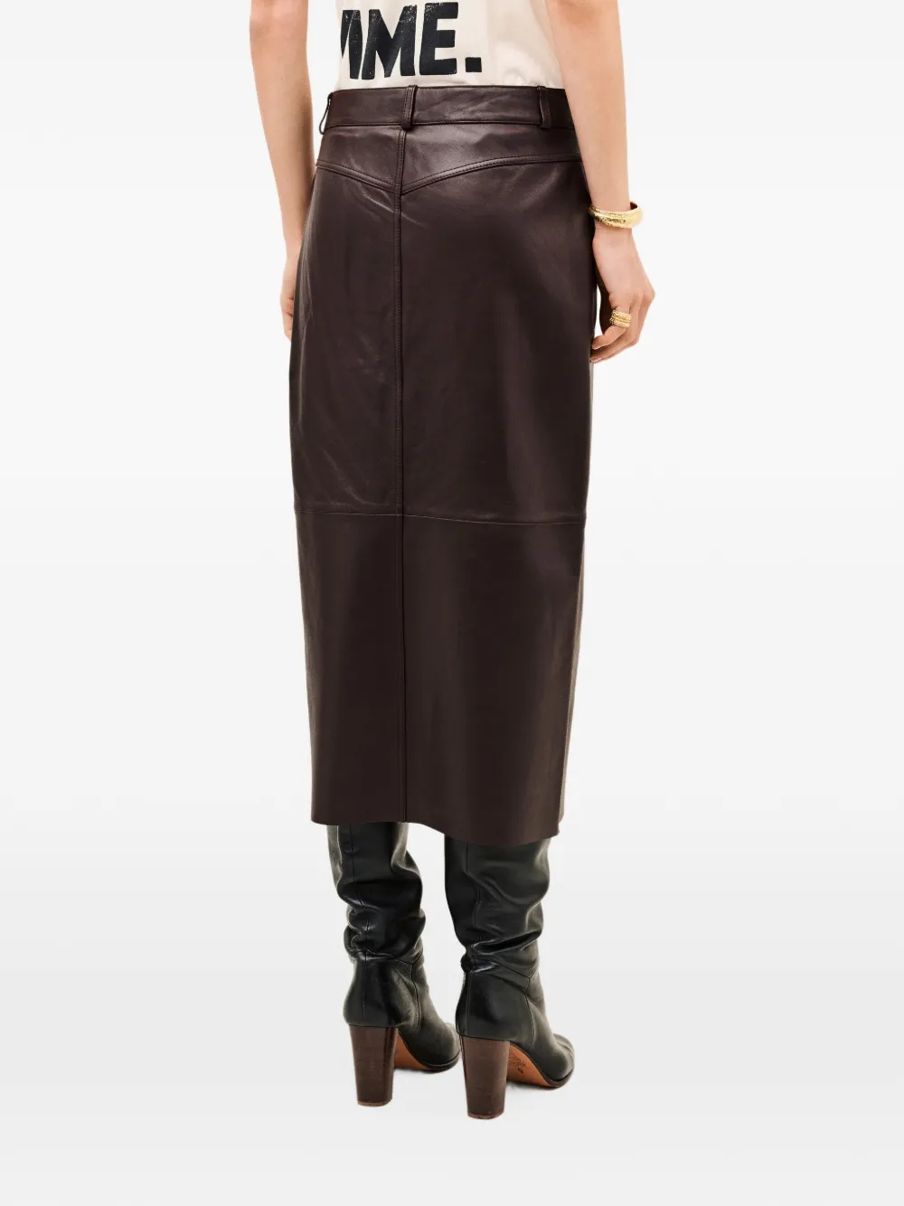 Ba&Sh Solene leather midi skirt Paars