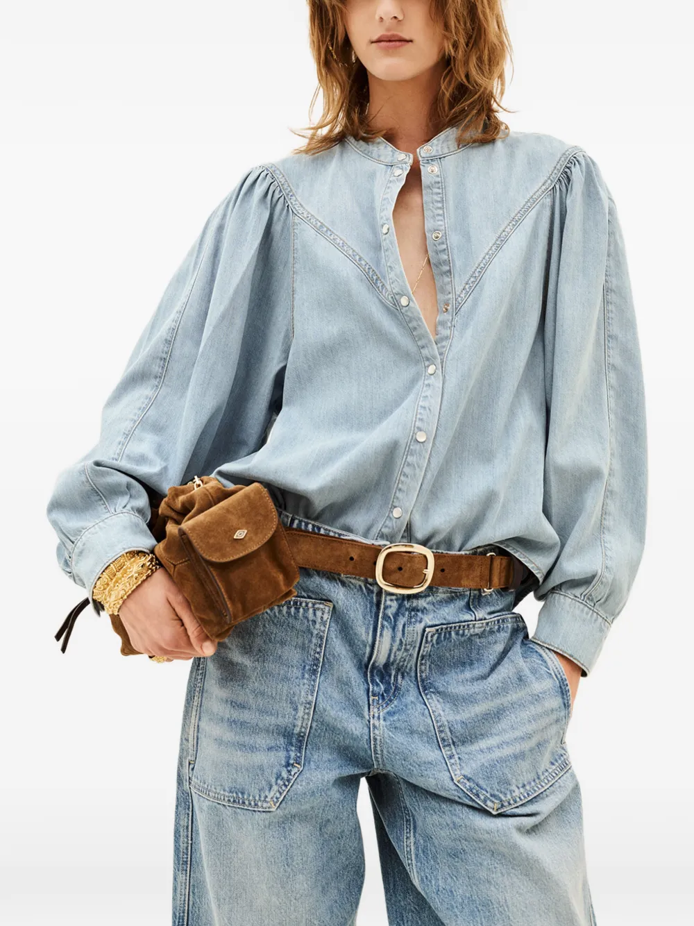 Ba&Sh Alino denim blouse Blauw