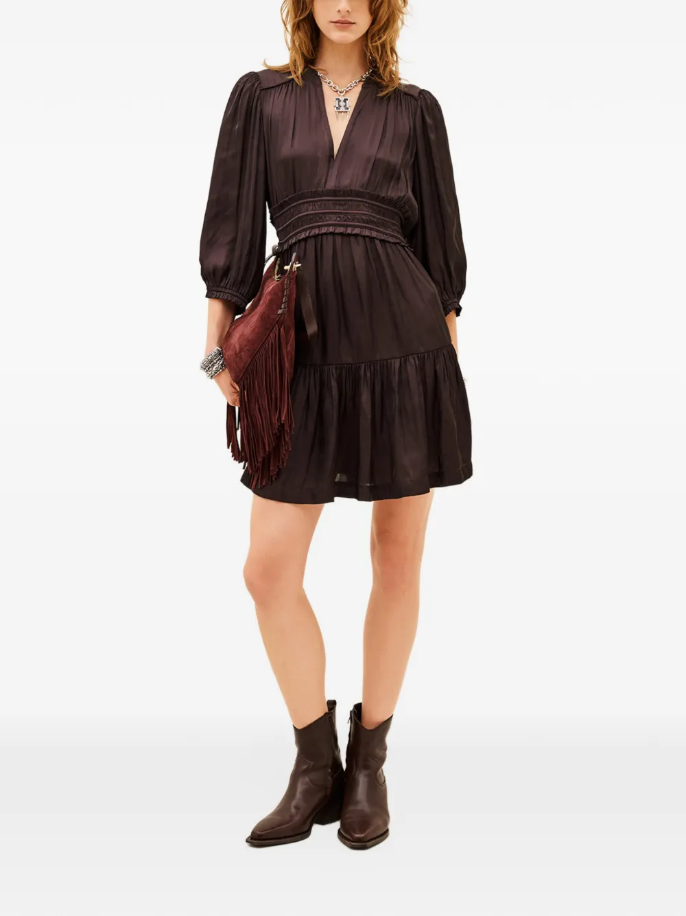 Ba&Sh Cyrilia long-sleeve mini dress Paars
