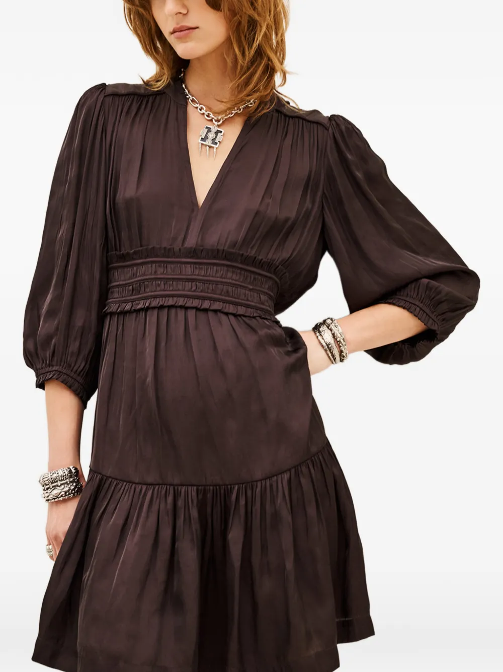 Ba&Sh Cyrilia long-sleeve mini dress Paars