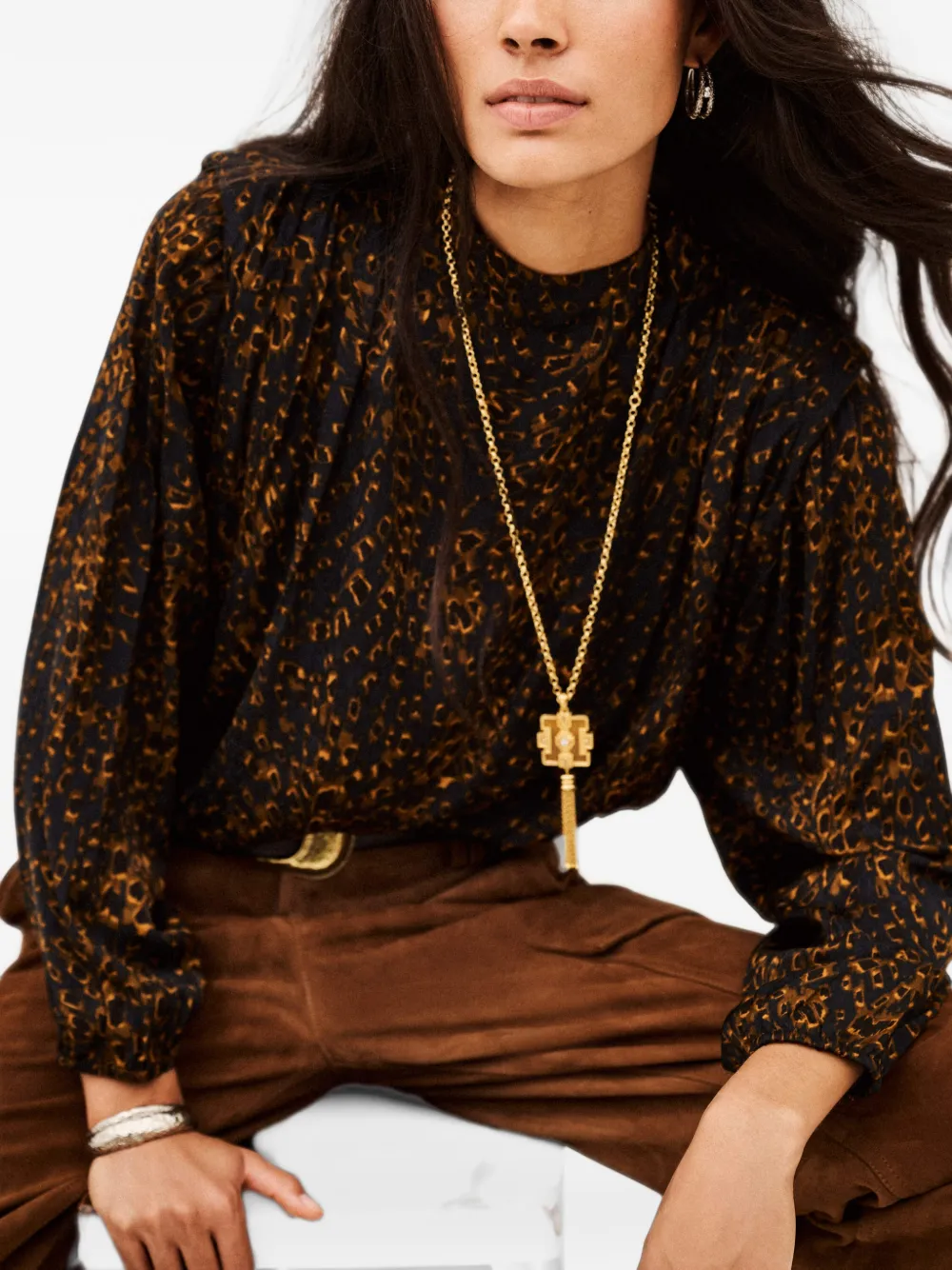 Ba&Sh Hope high-neck blouse Blauw