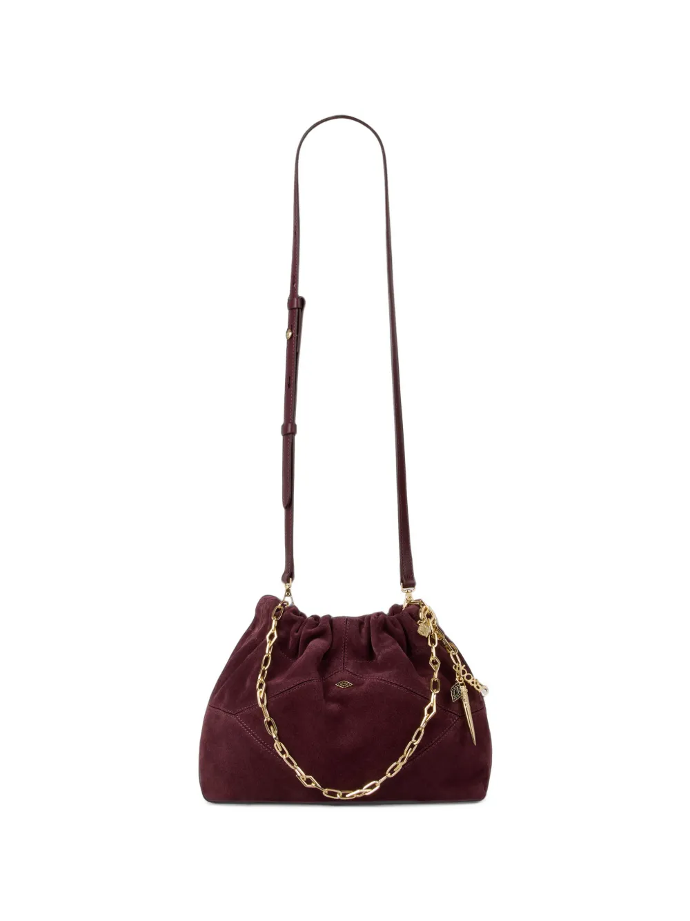 Ba&sh June Chain-link Suede Tote Bag In Burgundy