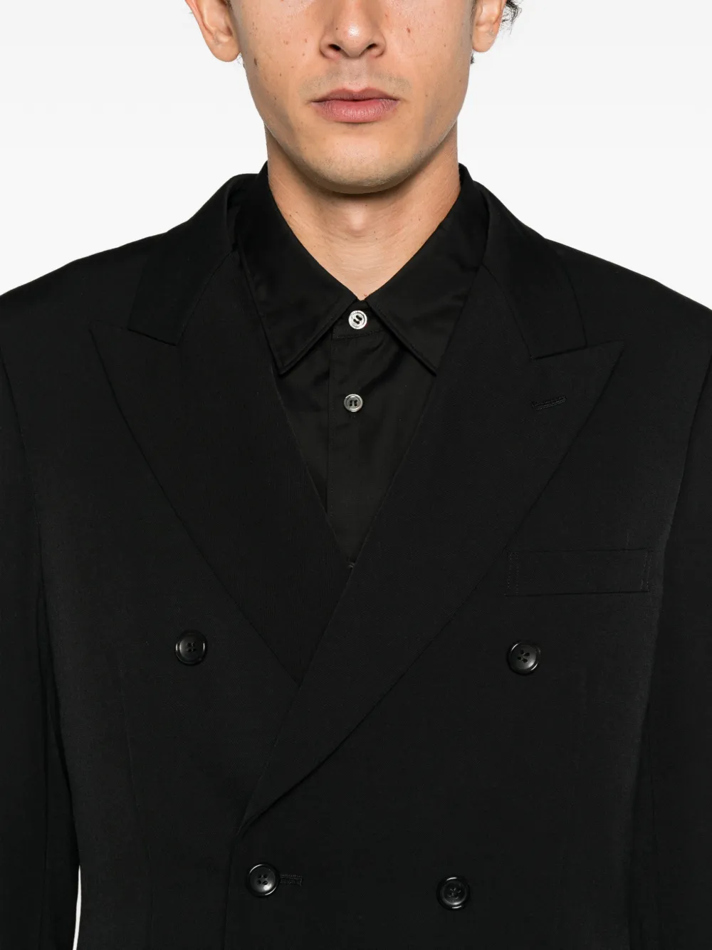 Comme des Garçons Homme Plus double-breasted peaked-lapel jacket Zwart