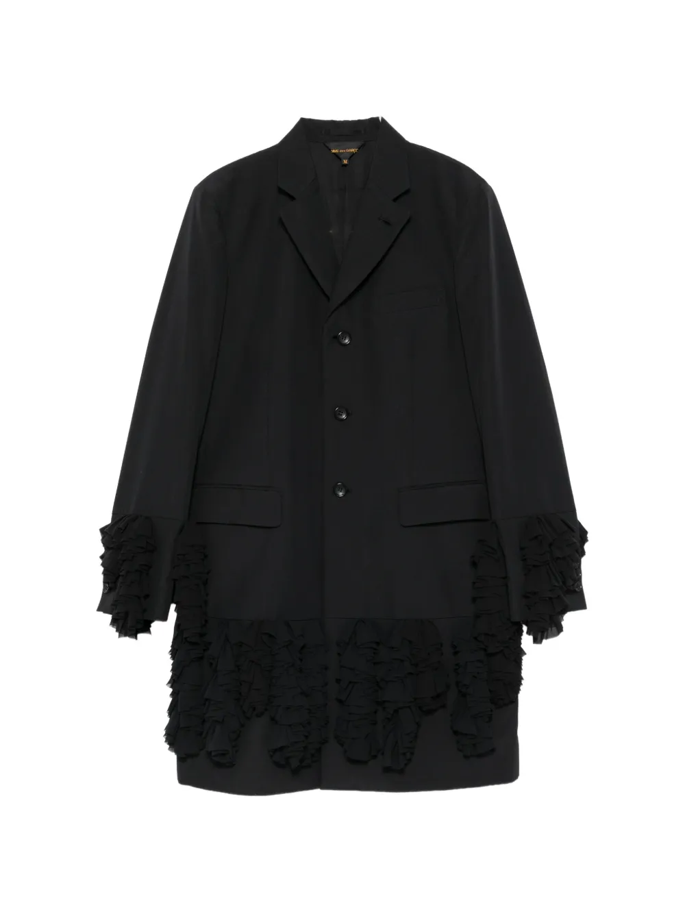 Comme Des Garçons ruffled tiered coat Zwart