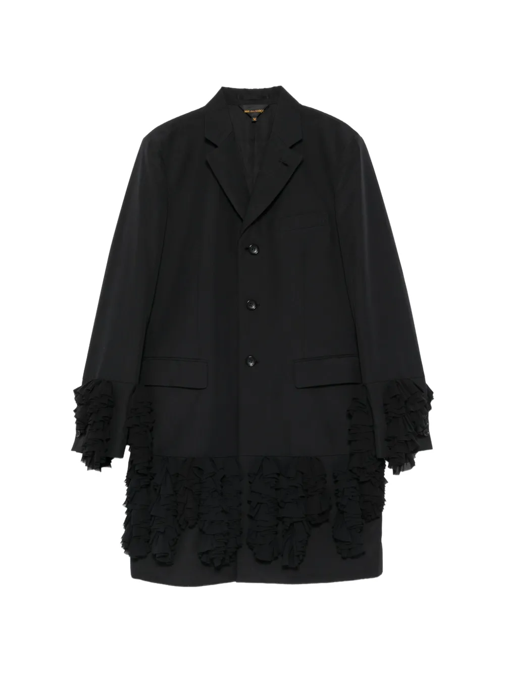 Comme Des Garçons Gelaagde jas met ruches Zwart