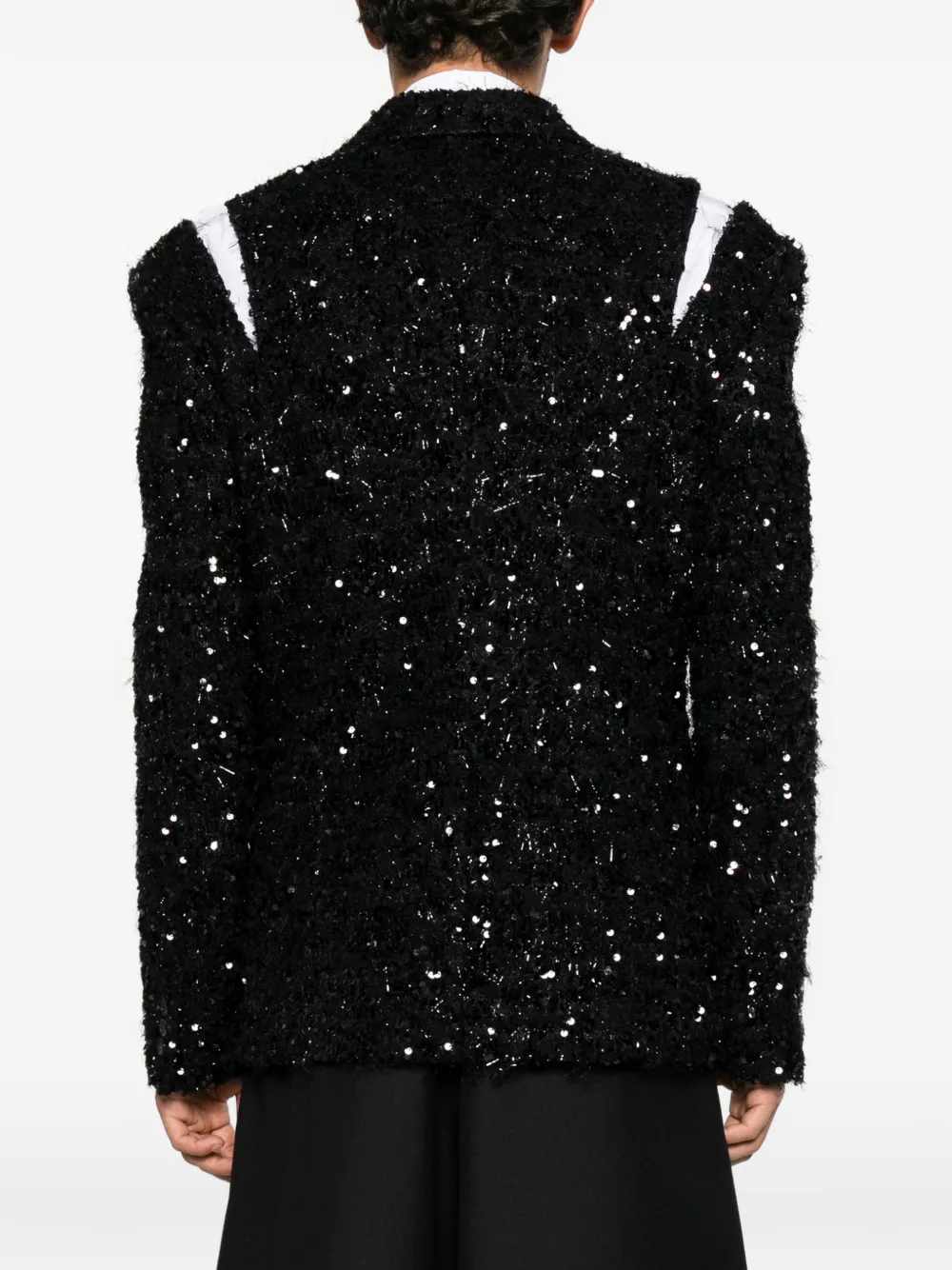 Comme des Garçons Homme Plus sequin-embellished cut-out jacket Zwart