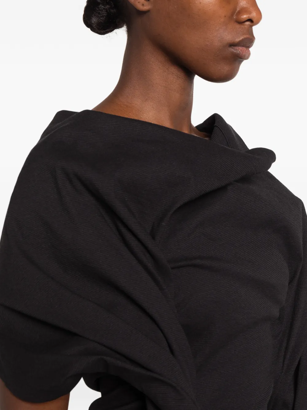 Issey Miyake asymmetric draped dress Zwart