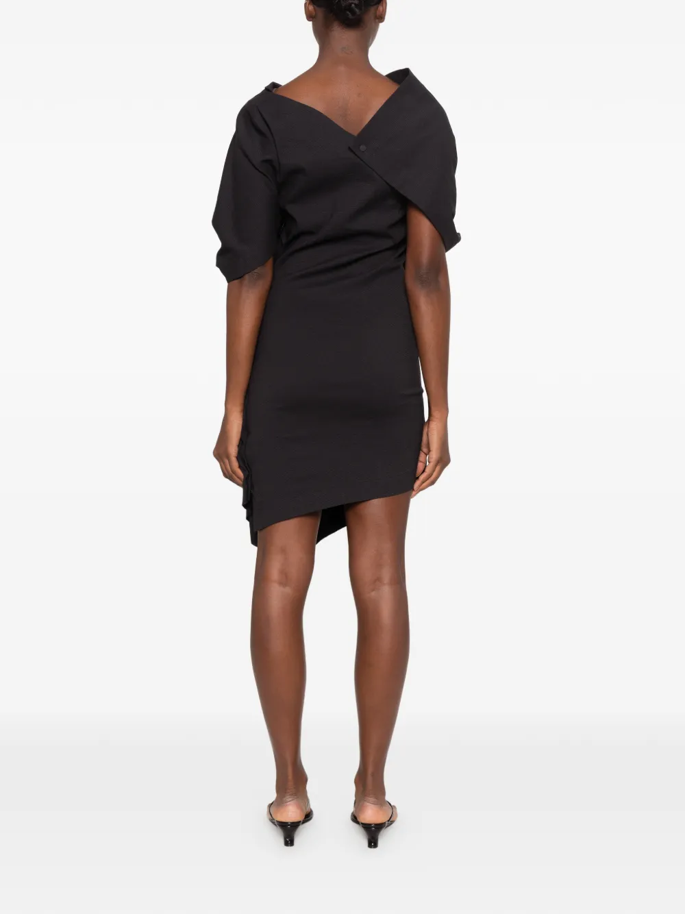 Issey Miyake asymmetric draped dress Zwart