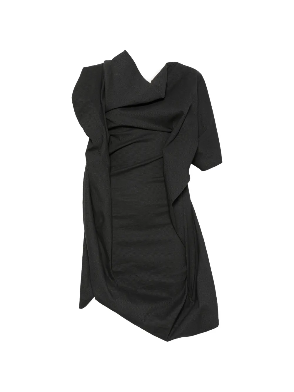 Issey Miyake asymmetric draped dress Zwart