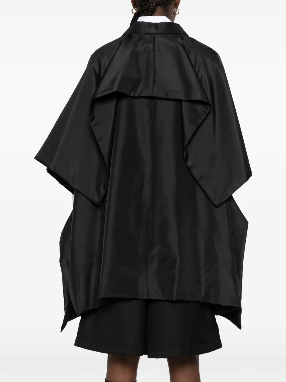 Comme Des Garçons buttoned asymmetric cape-style cape Zwart
