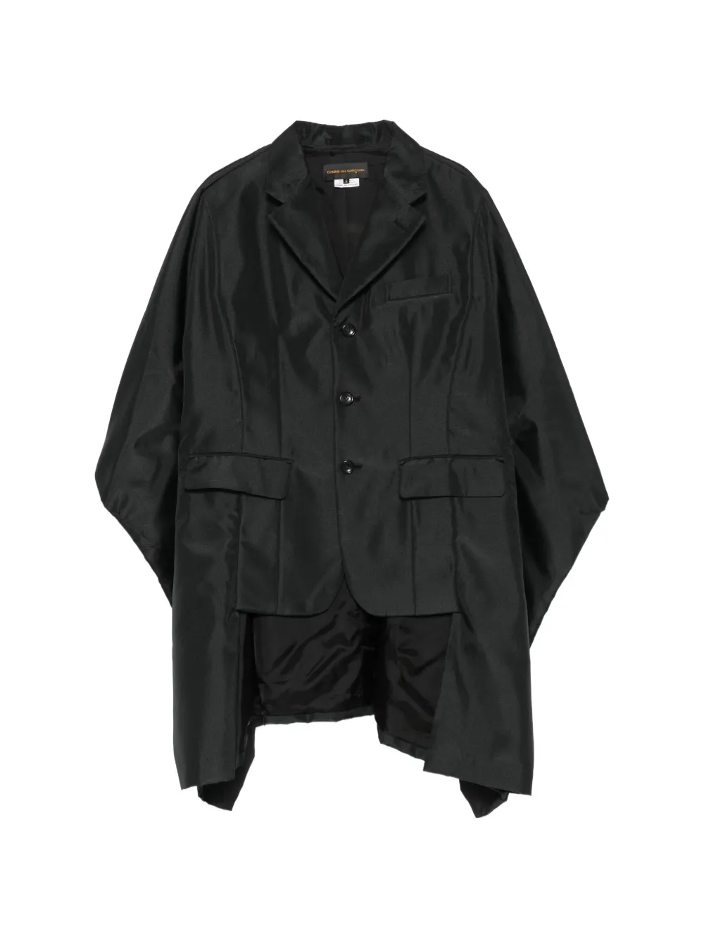 Comme Des Garçons buttoned asymmetric cape-style cape Zwart