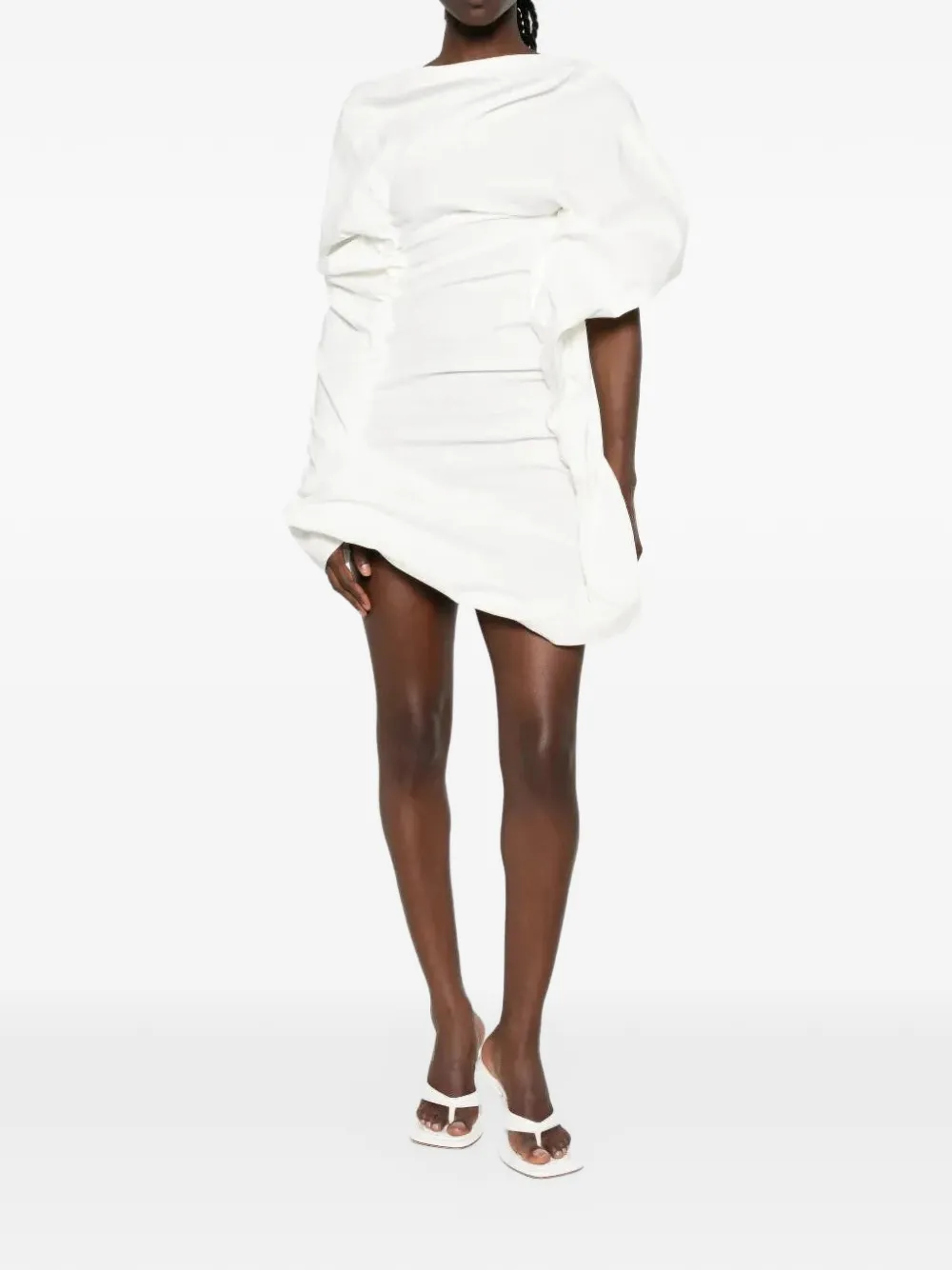 Issey Miyake asymmetric draped mini dress - Bianco