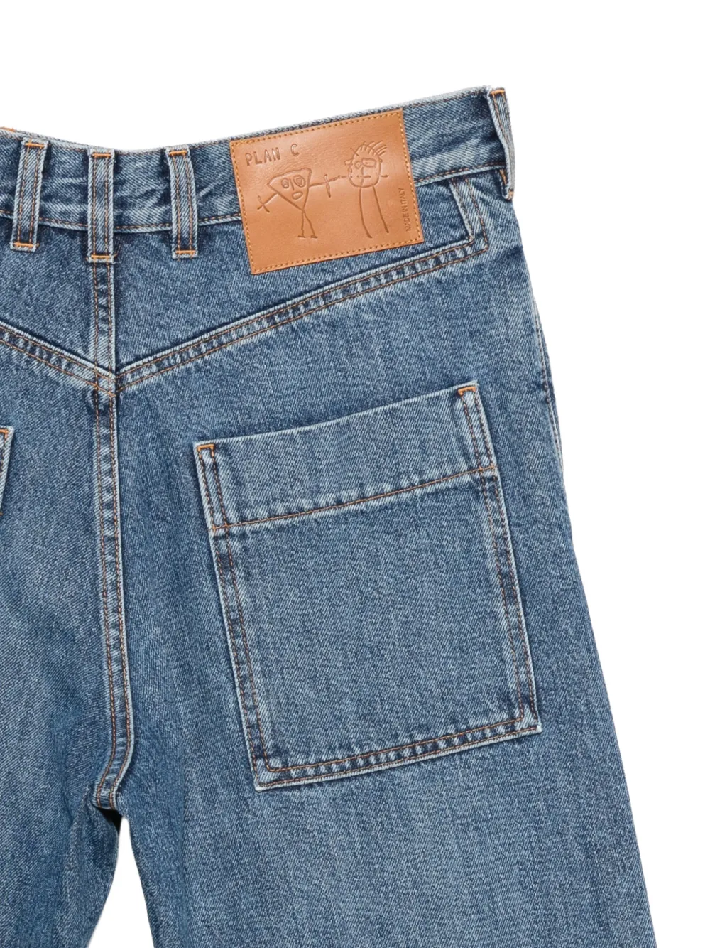 Plan C belted straight-leg jeans Blauw