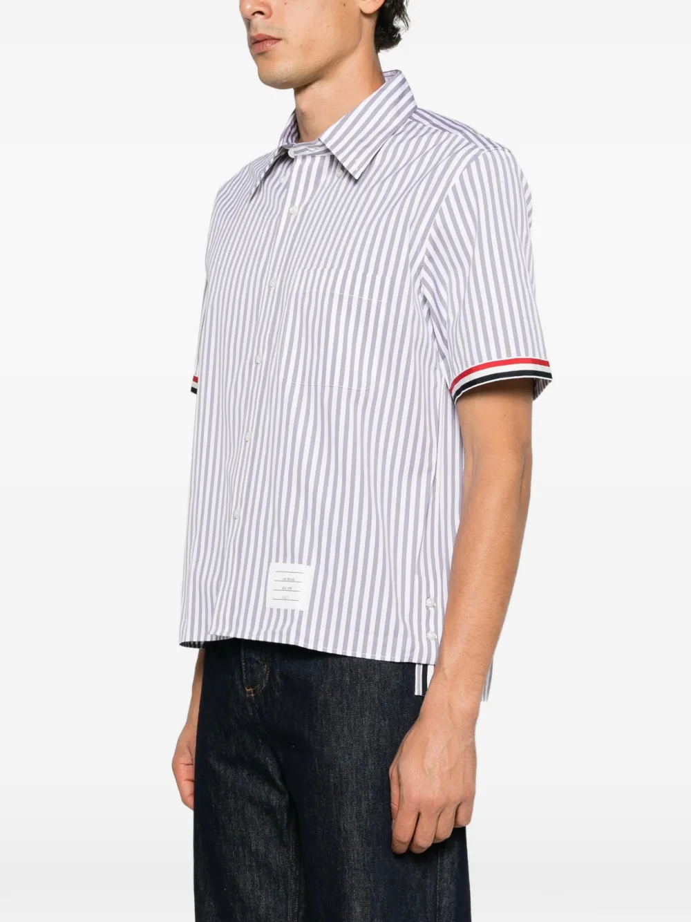 Thom Browne striped short-sleeve shirt Grijs