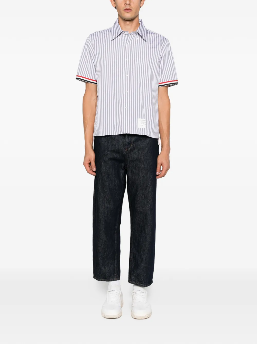 Thom Browne striped short-sleeve shirt - Grey