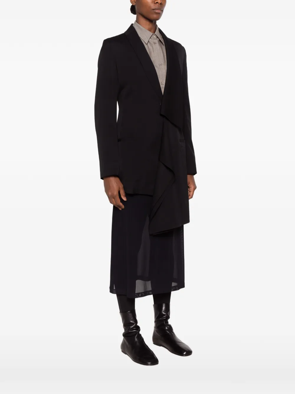 Yohji Yamamoto unbalanced asymmetric jacket Zwart