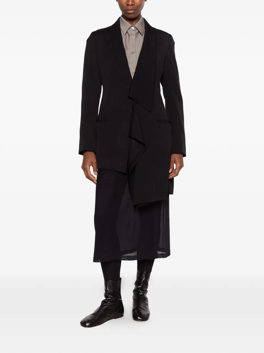 Yohji Yamamoto unbalanced asymmetric jacket Zwart