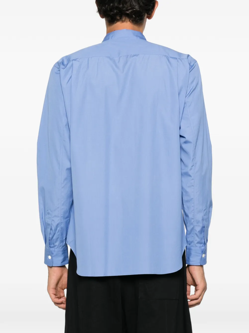 Comme des Garçons Homme Plus lace-panelled layered shirt Blauw