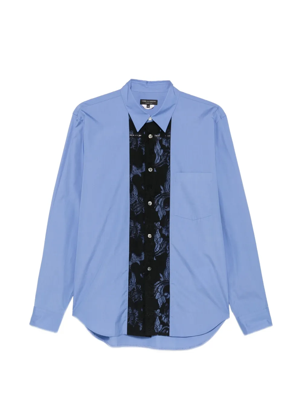 Comme des Garçons Homme Plus lace-panelled layered shirt Blauw