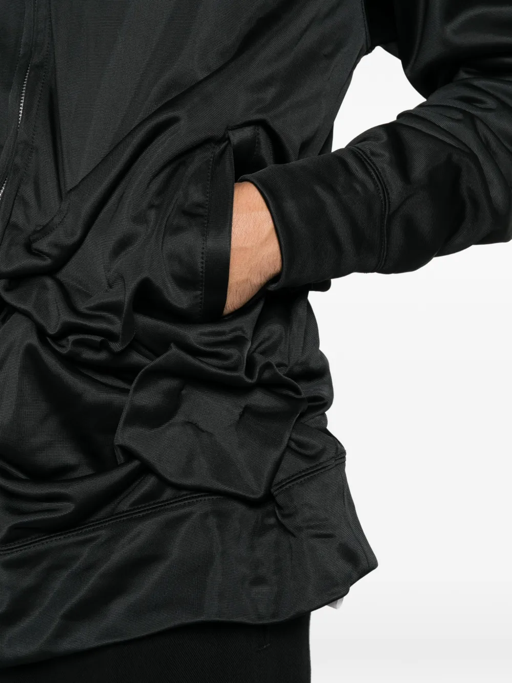 Comme des Garçons Homme Plus ruched zip-up hoodie Zwart