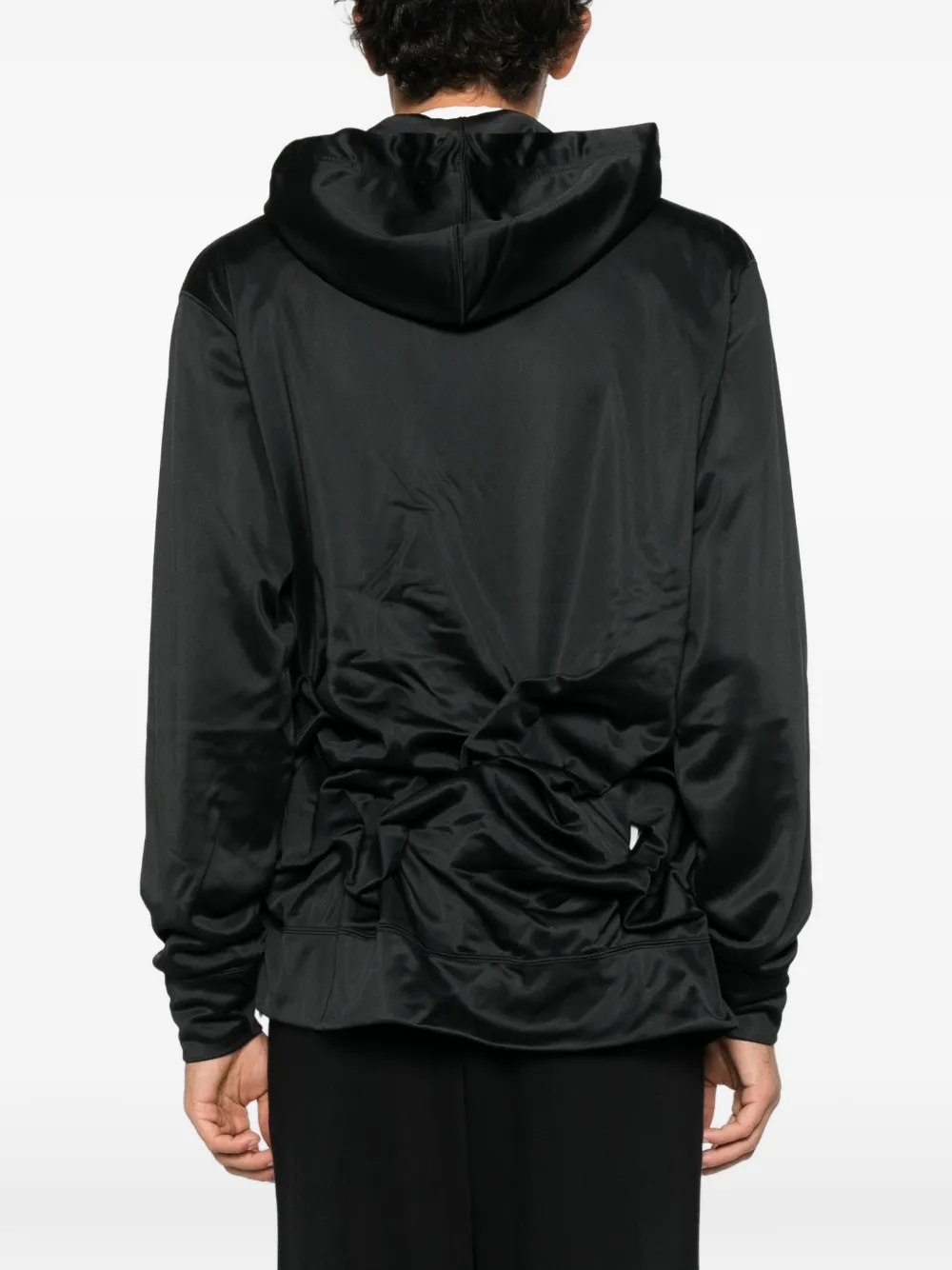 Comme des Garçons Homme Plus ruched zip-up hoodie Zwart