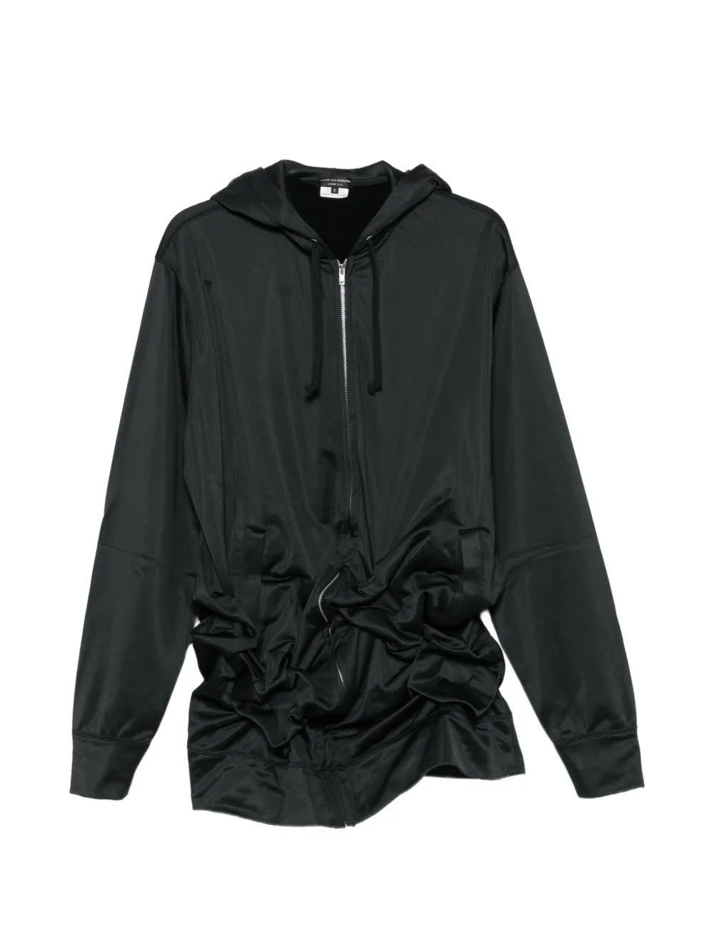 Comme des Garçons Homme Plus ruched zip-up hoodie Zwart