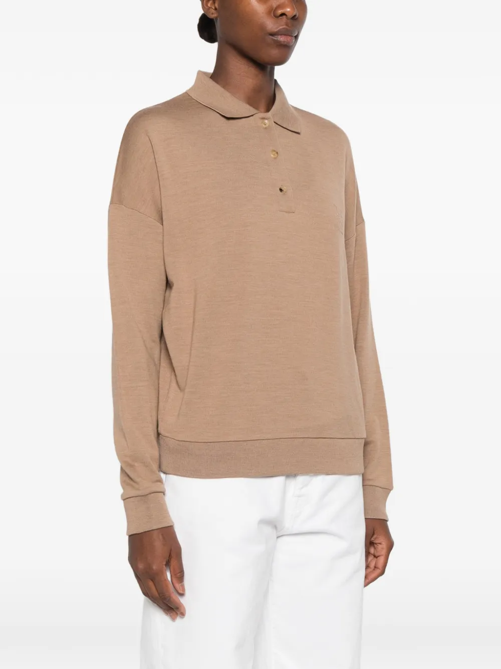 Max Mara polo-collar drop-shoulder sweater Beige