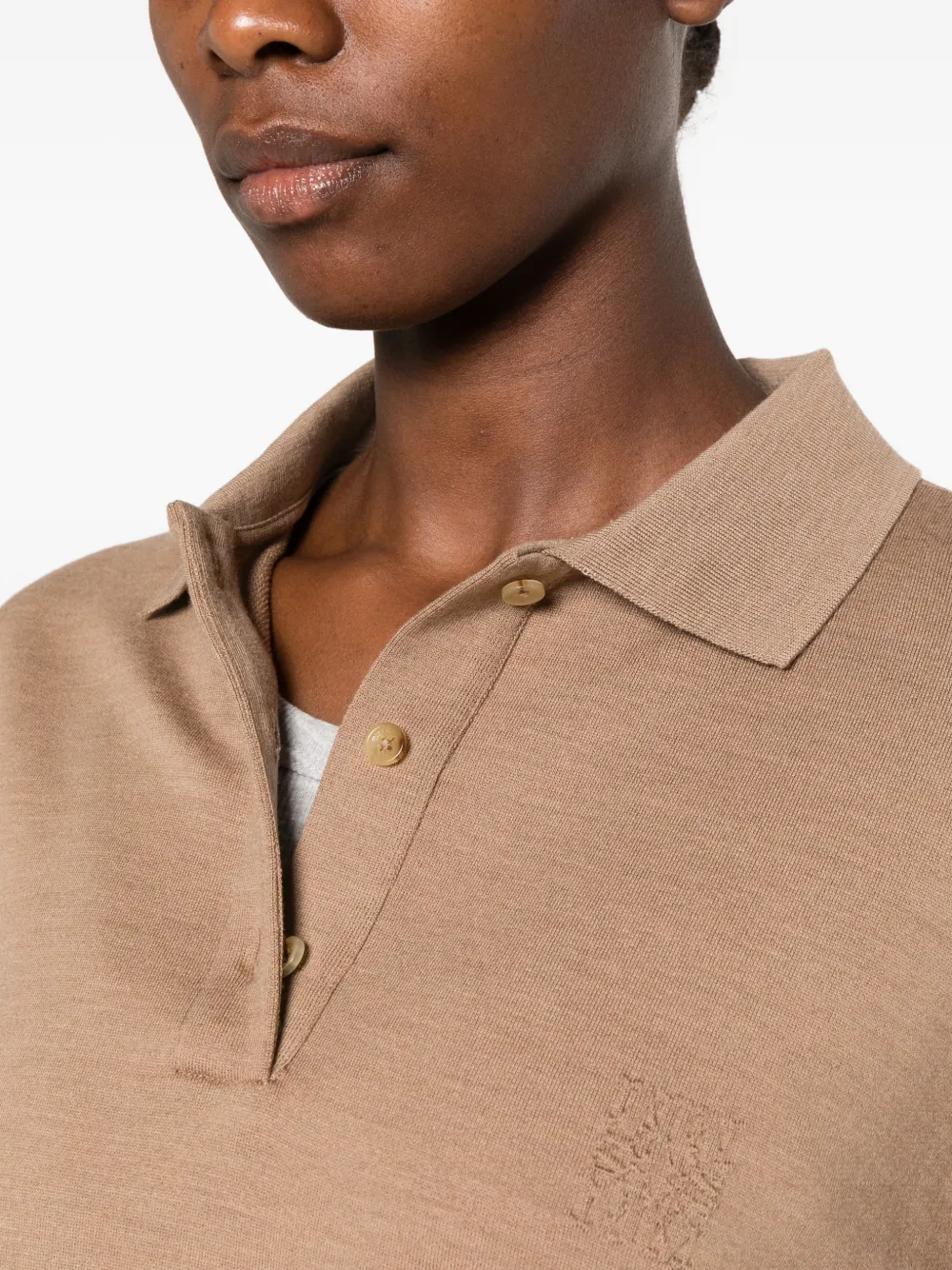 Max Mara polo-collar drop-shoulder sweater Beige