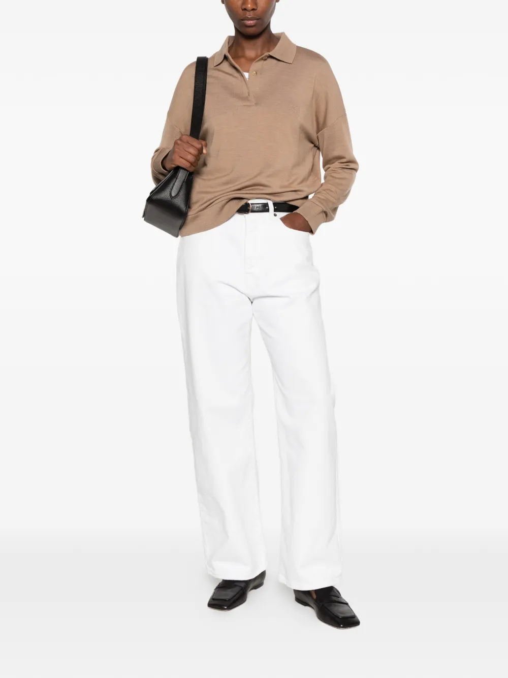 Max Mara polo-collar drop-shoulder sweater Beige