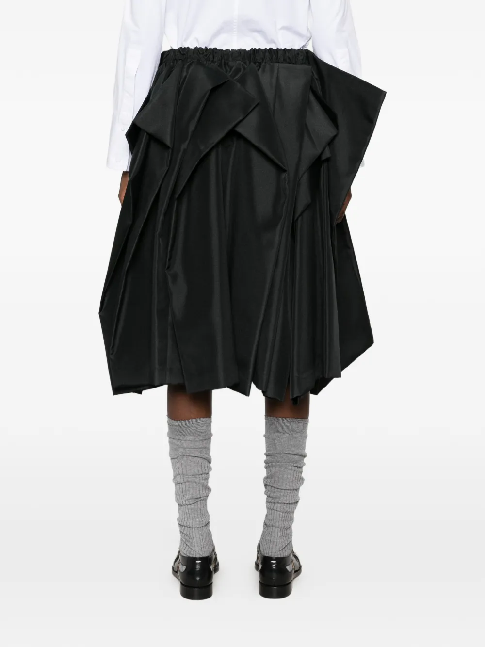 Comme Des Garçons pleated draped midi skirt Zwart