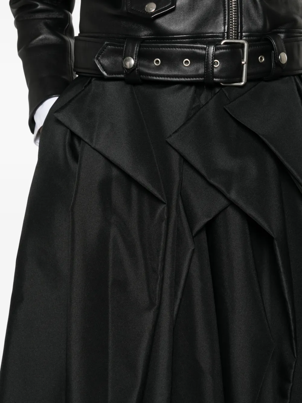Comme Des Garçons pleated draped midi skirt Zwart