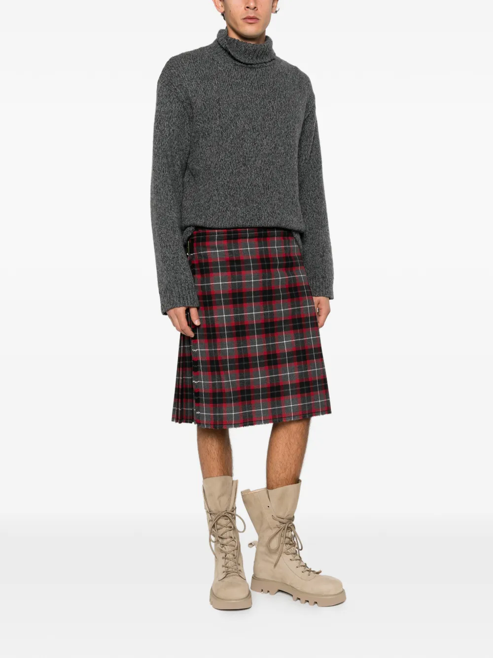 Vivienne Westwood tartan-check pleated kilt skirt Grijs