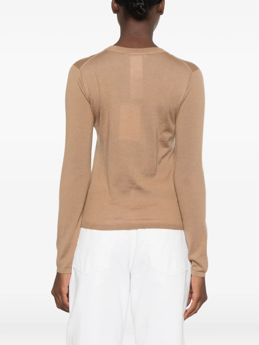 Max Mara crew-neck long-sleeve sweater Beige