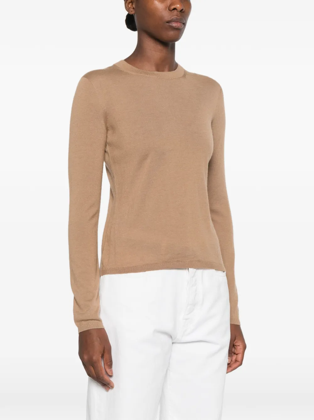 Max Mara crew-neck long-sleeve sweater Beige