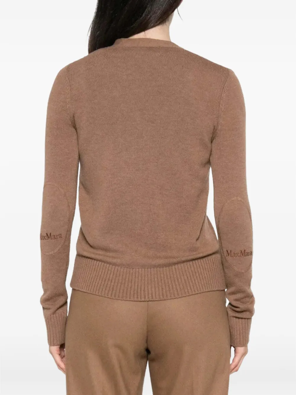 'S Max Mara logo-embroidered V-neck cardigan Bruin