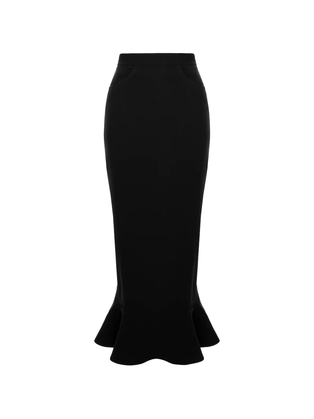 V:PM ATELIER Parlor midi-rok met volantzoom Zwart