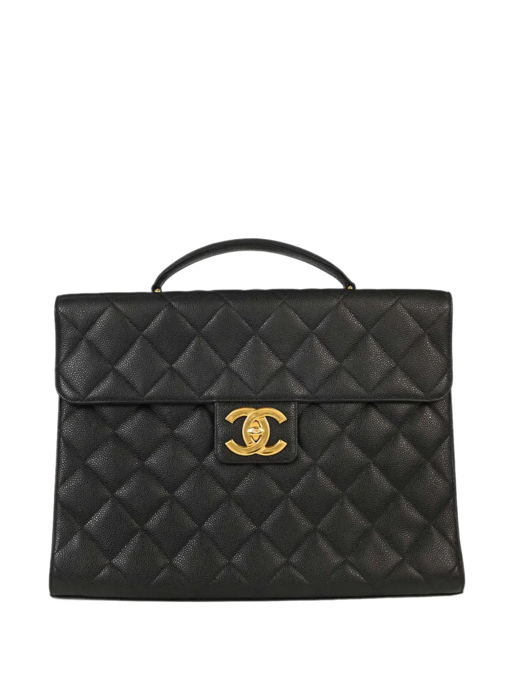 CHANEL Pre-Owned 1996-1997 quilted Caviar leathe briefcase - Schwarz