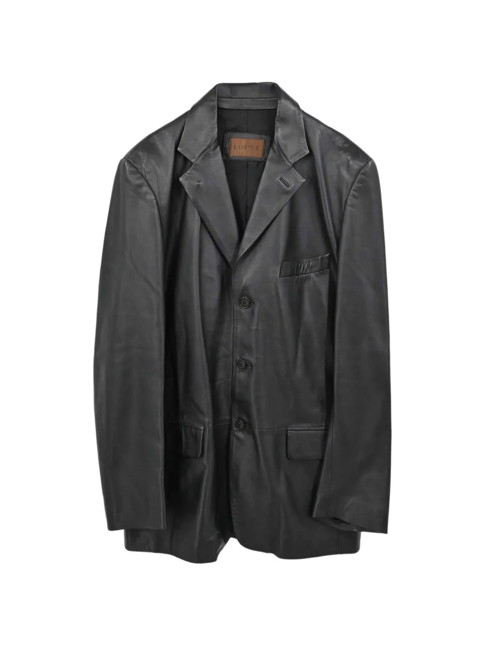 Loewe Pre-Owned single-breasted leather blazer - Schwarz