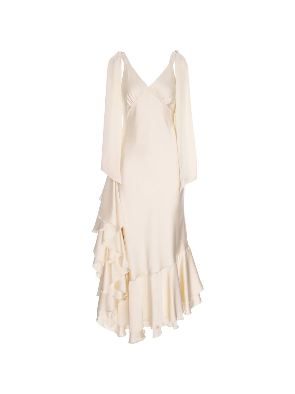 V:PM ATELIER Acosta maxi-jurk met ruches Geel
