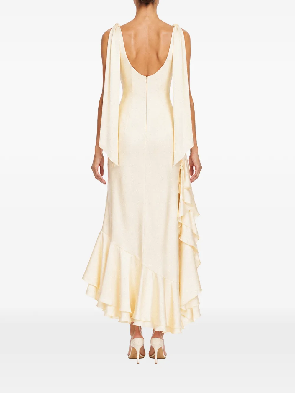 V:PM ATELIER Acosta maxi-jurk met ruches Geel