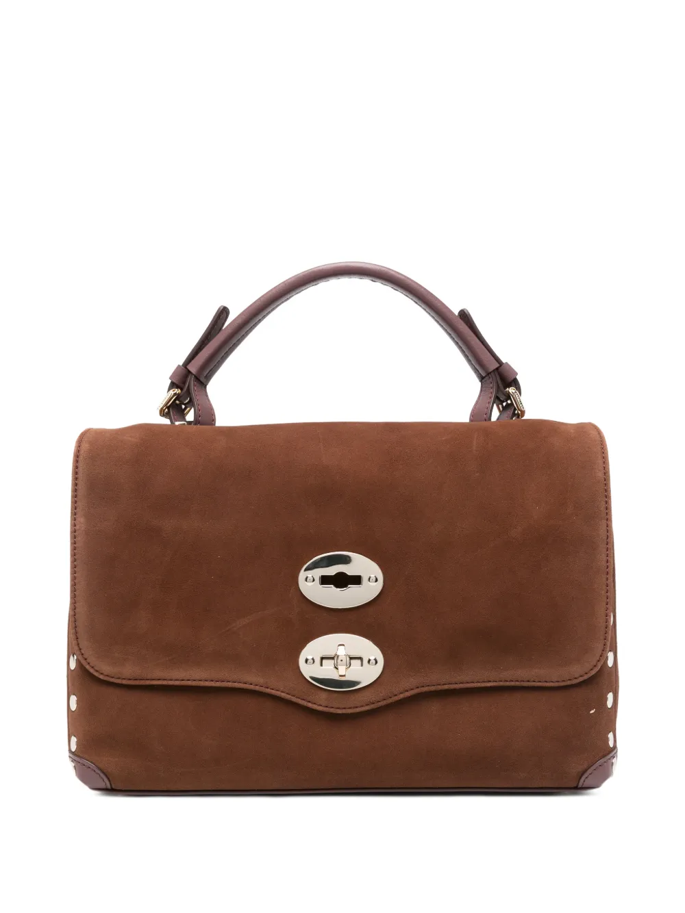 Zanellato Postina stud-embellished leather bag Bruin
